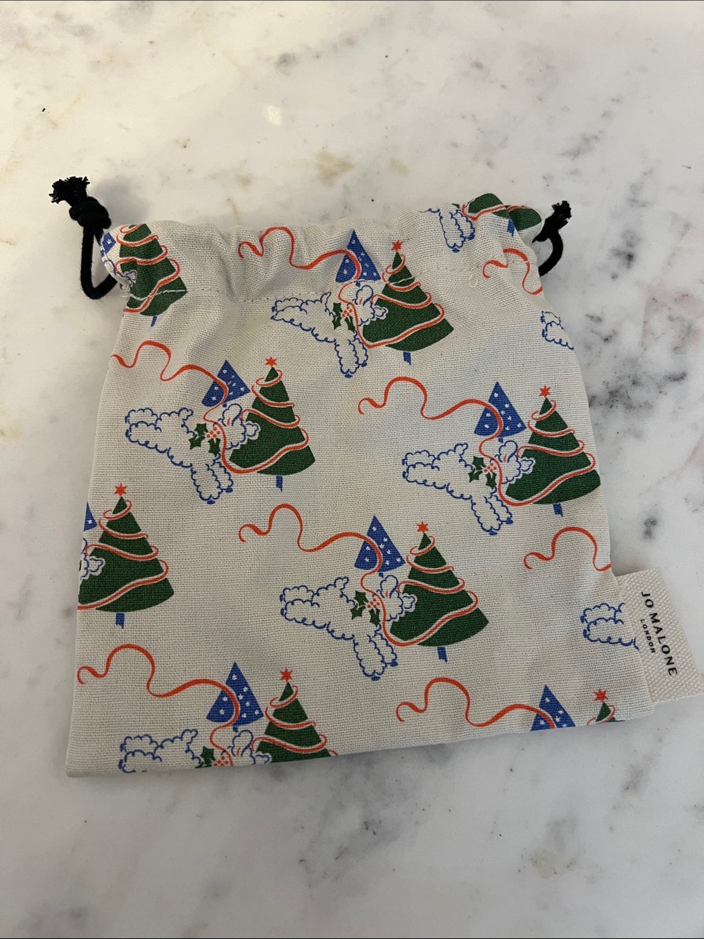 Jo Malone Drawstring Pouch - Holiday Green Print